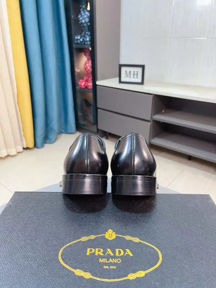 Men's shoes 💰560🌹🌹[Prada leather shoes] Top purchasing agency Original imported Italian custom-made cowhide leather surface, ➕Fully imported water-dyed breathable cowhide lining, original factory special molded sole, super comfortable, size: 38-44